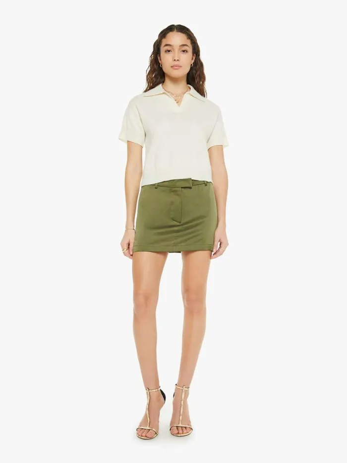 Women Mother Denim Mirabelle Relaxed Short Sleeve Polo Gardenia