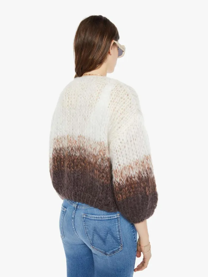 Women Mother Denim Mohair Bomber Cardigan Brown Creme Women Mother Denim Mohair Bomber Cardigan Brown Creme