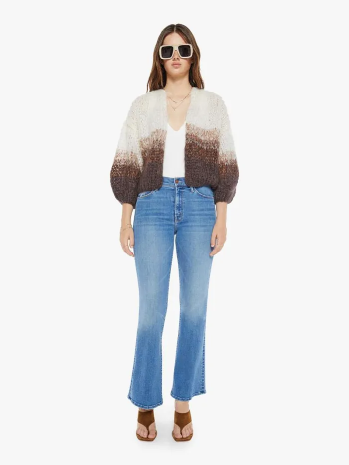 Women Mother Denim Mohair Bomber Cardigan Brown Creme Women Mother Denim Mohair Bomber Cardigan Brown Creme