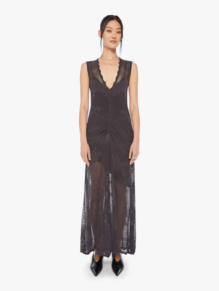 Women Mother Denim Olaya Tora Midi Dress Charcoal