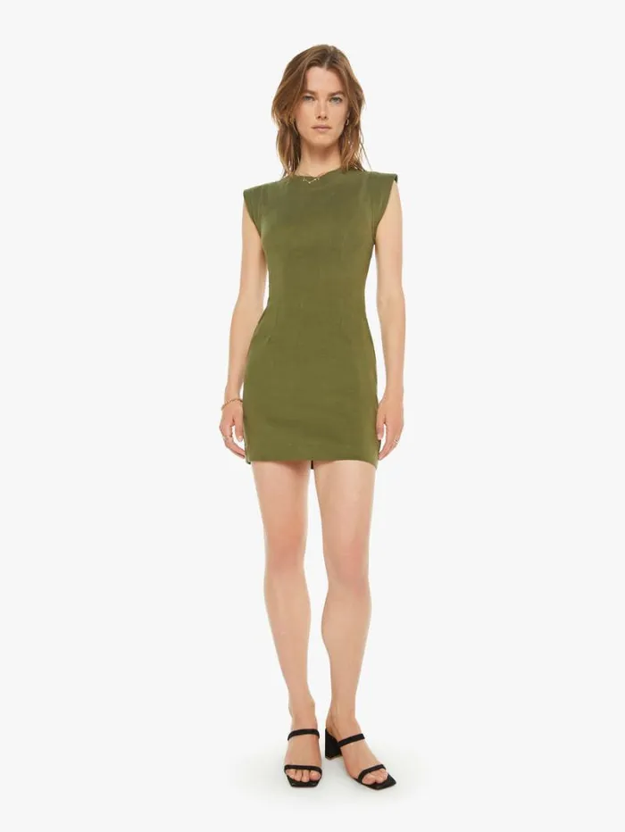 Women Mother Denim Palma Fitted Dress With Back CutOut Olive