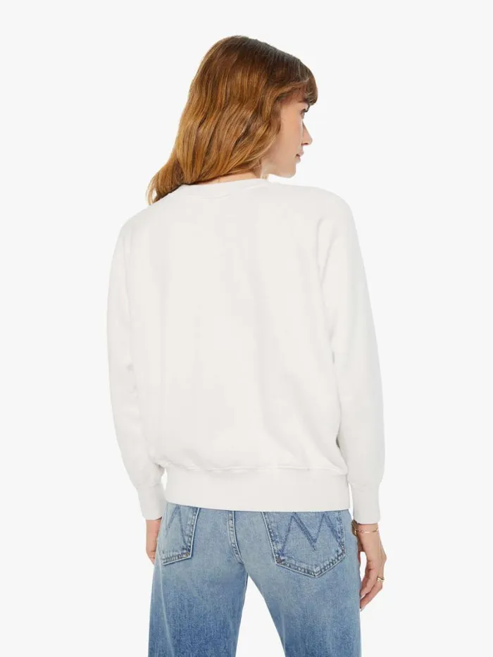 Women Mother Denim Rolling Stones Airbrush Shrunken Sweatshirt Vintage White