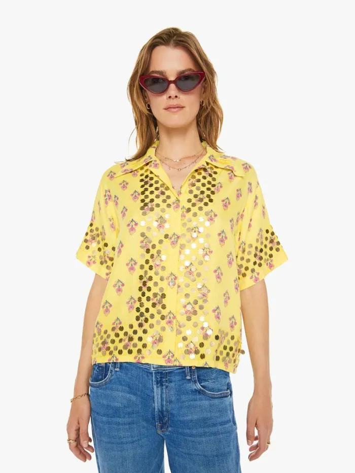 Women Mother Denim Stevie Coin Shirt Primrose