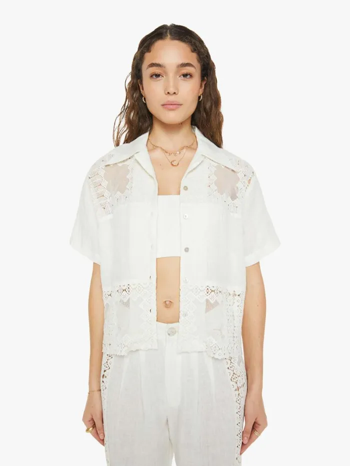 Women Mother Denim Stevie Picnic Eyelet Shirt Ivory