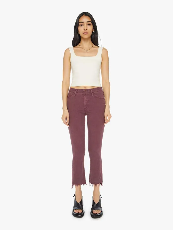 Women Mother Denim The Insider Crop Step Fray Mauve Wine