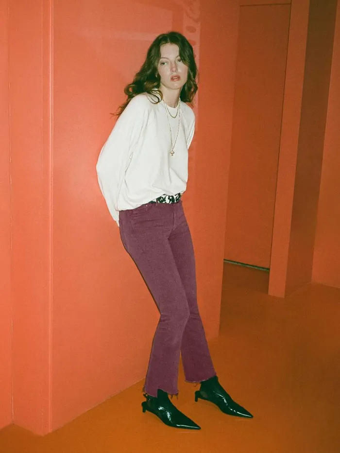 Women Mother Denim The Insider Crop Step Fray Mauve Wine Women Mother Denim The Insider Crop Step Fray Mauve Wine