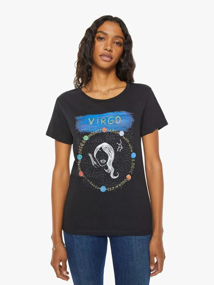 Women Mother Denim Virgo Zodiac Tee Black