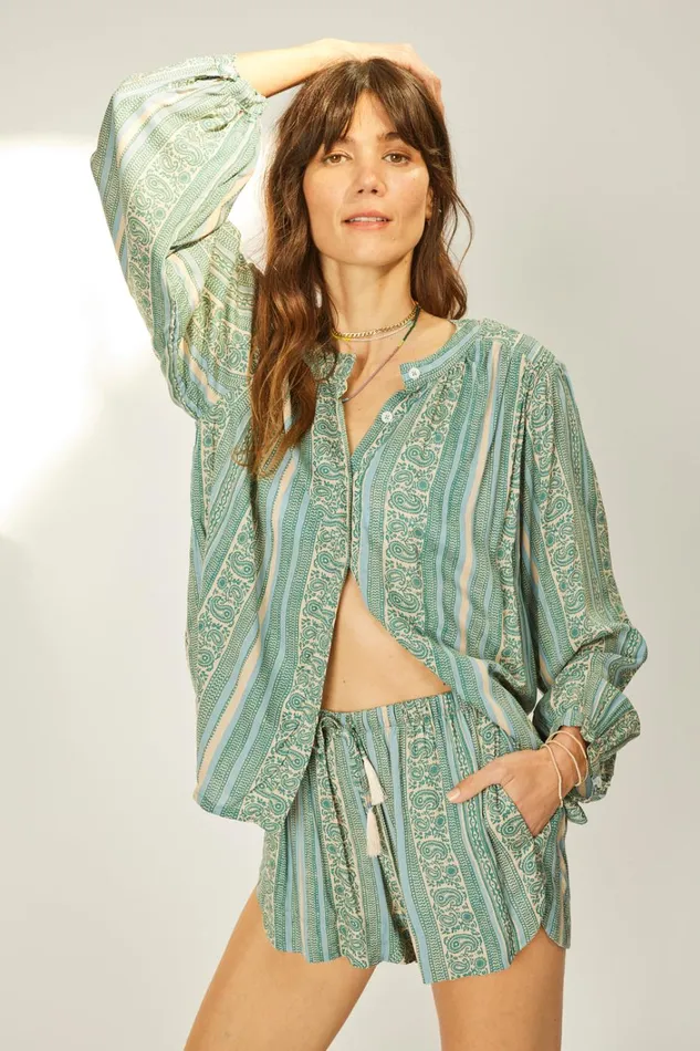 Women Natalie Martin Bottoms Tash Short Paisley Stripe Pool Women Natalie Martin Bottoms Tash Short Paisley Stripe Pool