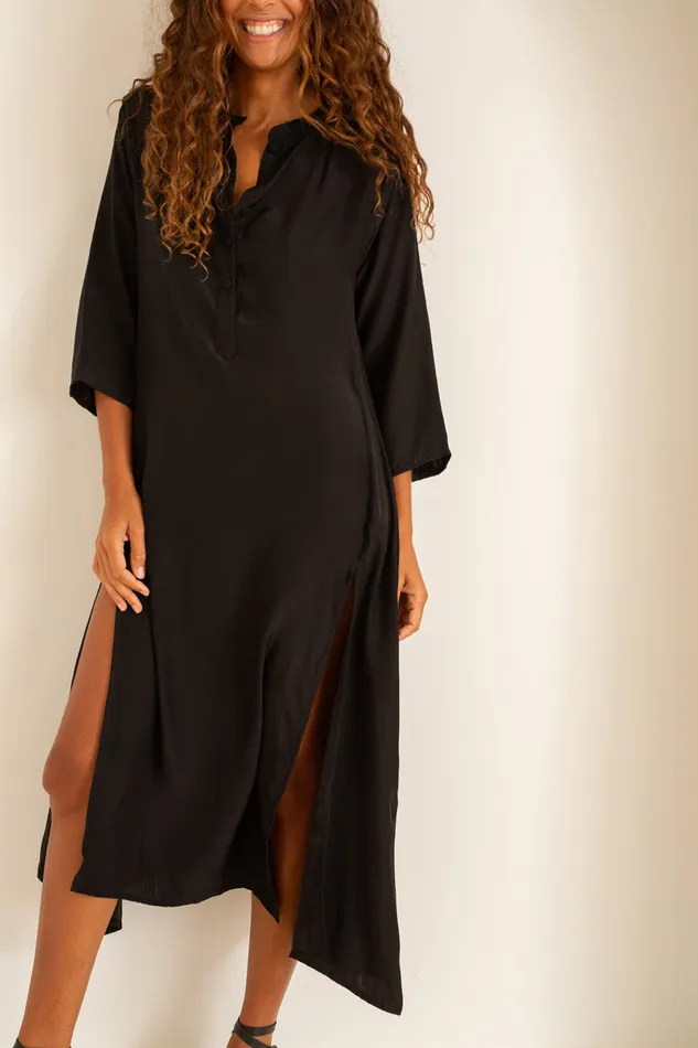 Women Natalie Martin CoverUps Isobel Dress Black Silk