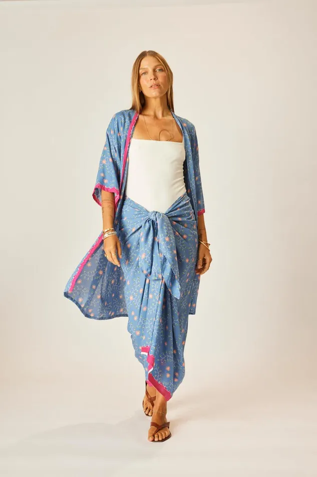 Women Natalie Martin CoverUps Lennon Kimono Paisley Stripe Pool