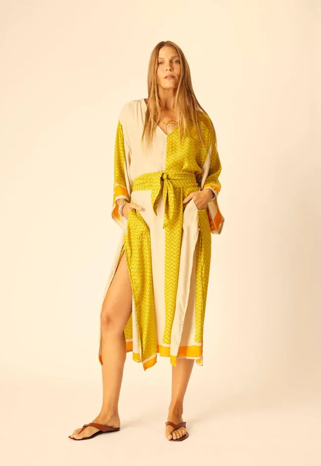 Women Natalie Martin CoverUps Marin Dress With Sash Block Zigzag Aubergine