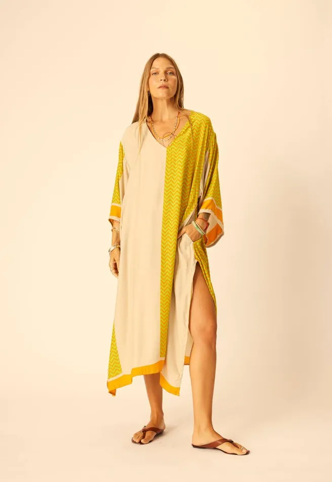 Women Natalie Martin CoverUps Marin Dress With Sash Block Zigzag Aubergine