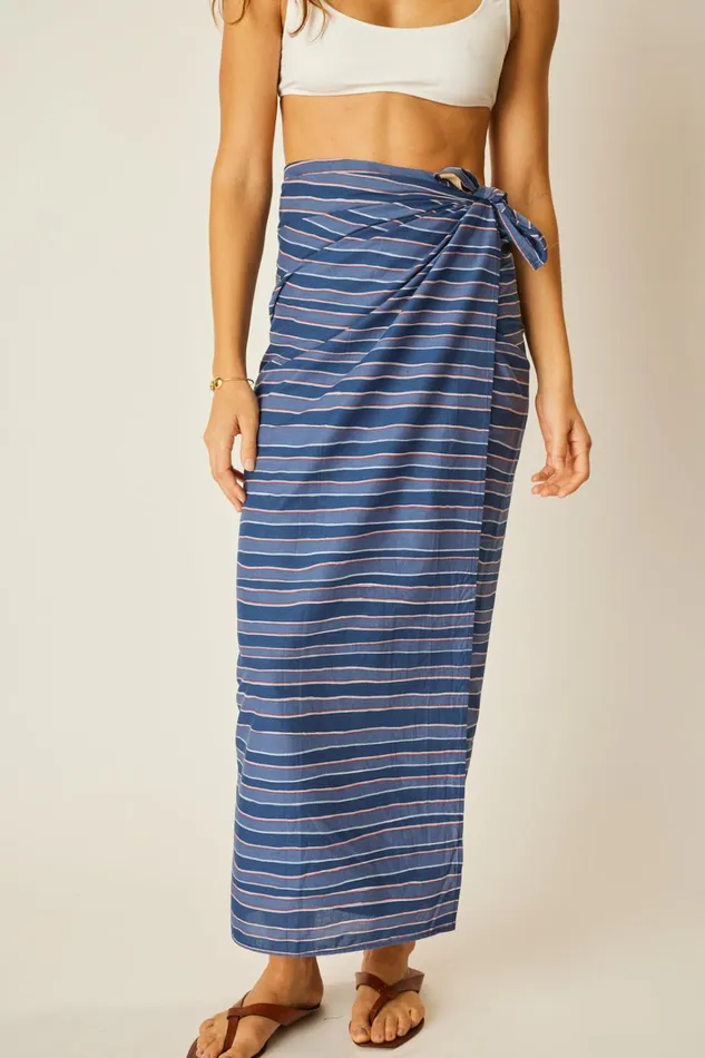 Women Natalie Martin CoverUps Sarong Batik Stripe Navy