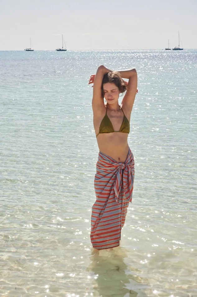 Women Natalie Martin CoverUps Sarong Batik Stripe Sage Women Natalie Martin CoverUps Sarong Batik Stripe Sage
