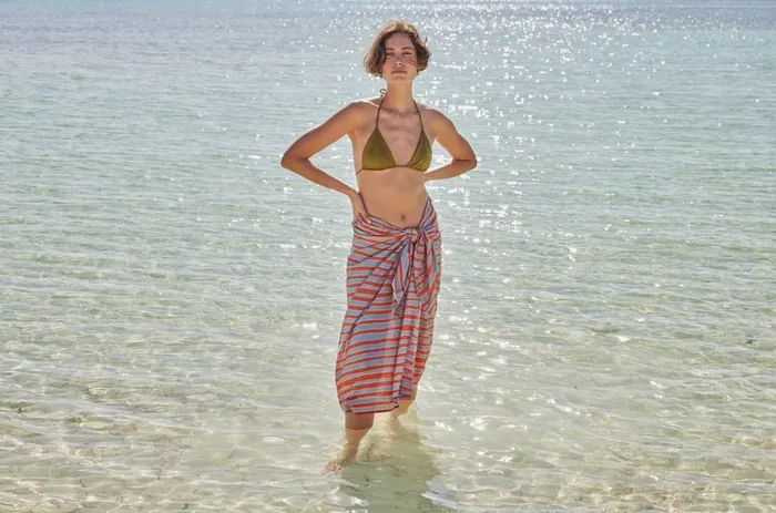 Women Natalie Martin CoverUps Sarong Batik Stripe Sage Women Natalie Martin CoverUps Sarong Batik Stripe Sage