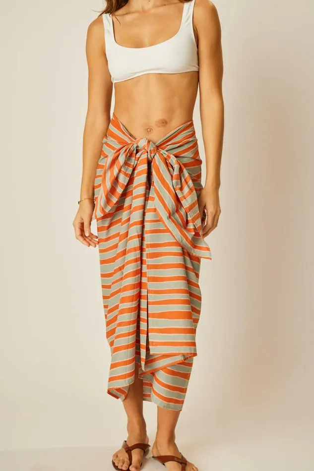 Women Natalie Martin CoverUps Sarong Batik Stripe Sage Women Natalie Martin CoverUps Sarong Batik Stripe Sage