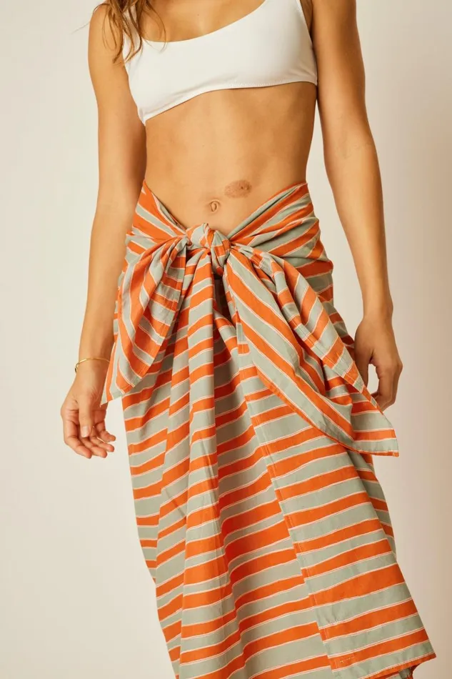 Women Natalie Martin CoverUps Sarong Batik Stripe Sage Women Natalie Martin CoverUps Sarong Batik Stripe Sage