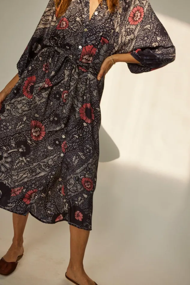 Women Natalie Martin Dresses Alex Midi With Sash Peacock Ink