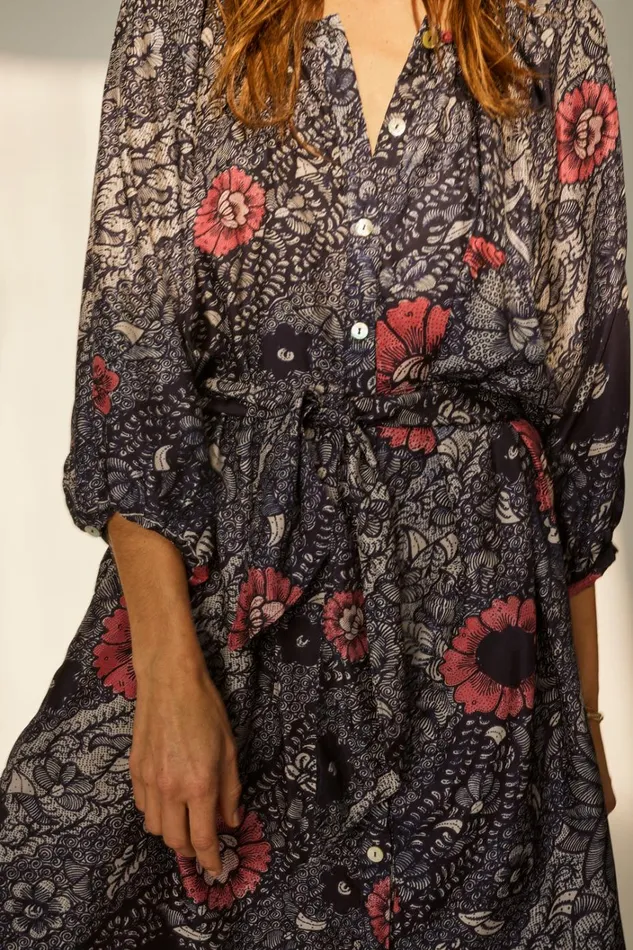Women Natalie Martin Dresses Alex Midi With Sash Peacock Ink