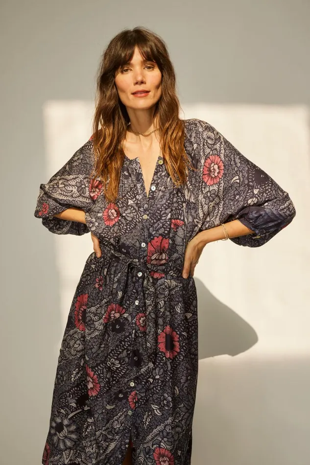 Women Natalie Martin Dresses Alex Midi With Sash Peacock Ink