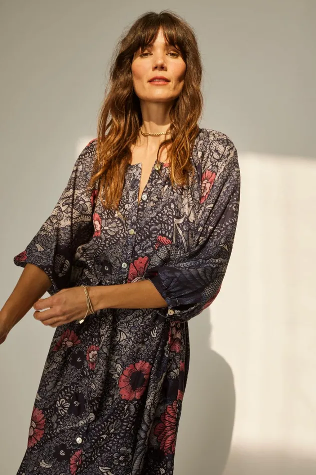 Women Natalie Martin Dresses Alex Midi With Sash Peacock Ink