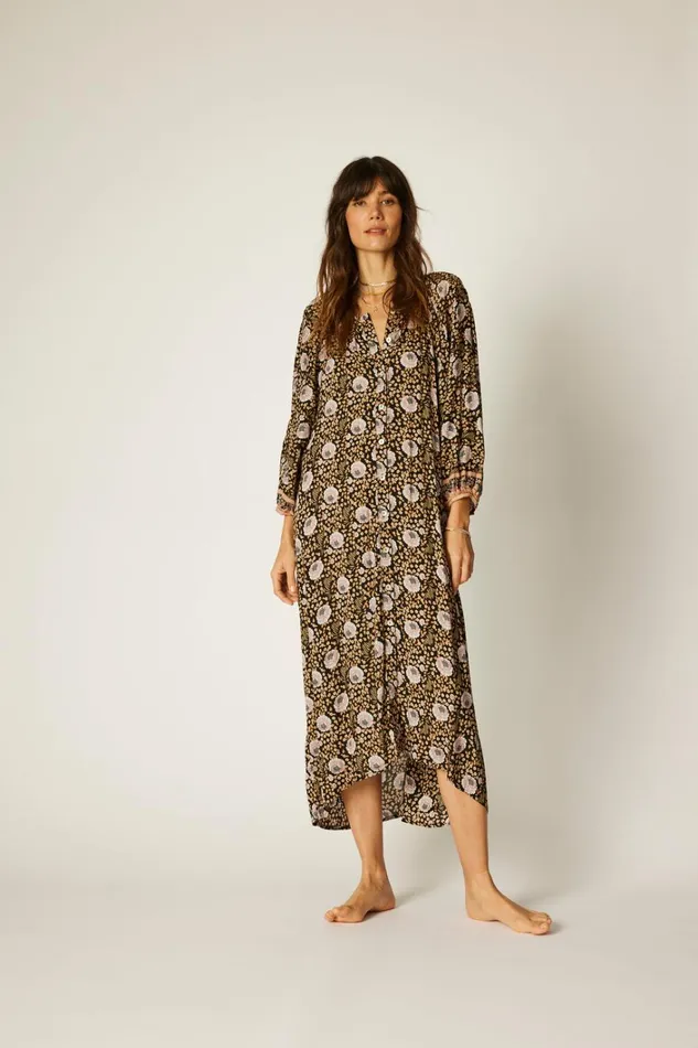Women Natalie Martin Dresses Alex Midi With Sash Vintage Flowers Sepia Women Natalie Martin Dresses Alex Midi With Sash Vintage Flowers Sepia