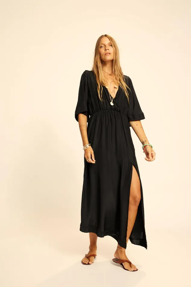 Women Natalie Martin Dresses Coco Maxi Black Silk