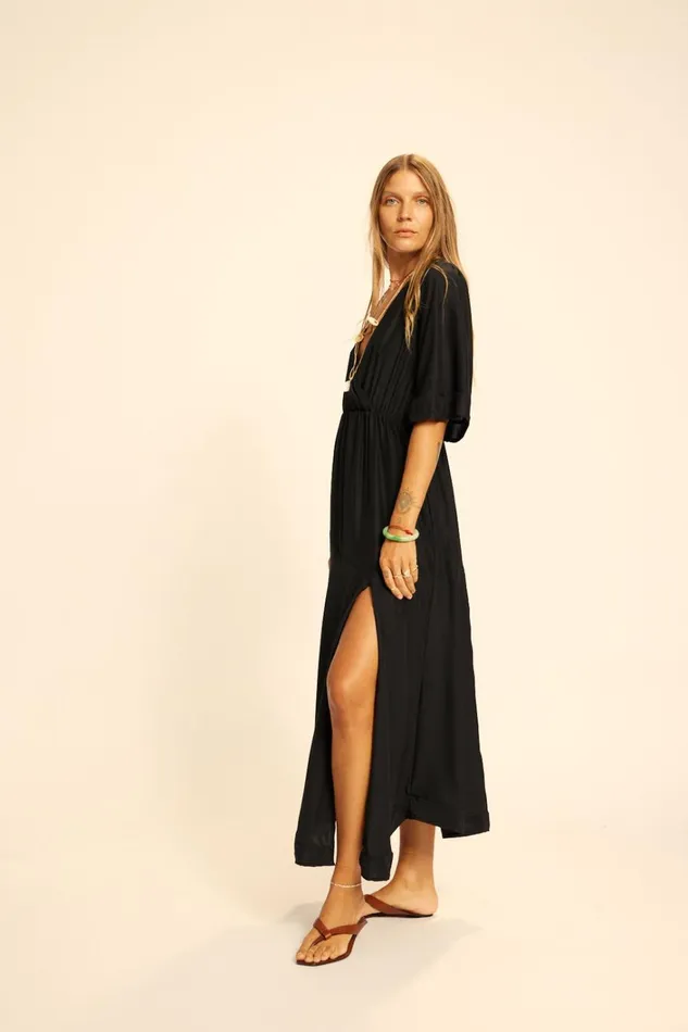 Women Natalie Martin Dresses Coco Maxi Black Silk