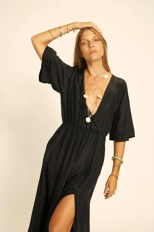Women Natalie Martin Dresses Coco Maxi Black Silk