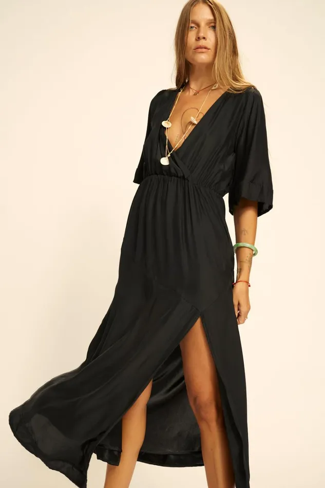 Women Natalie Martin Dresses Coco Maxi Black Silk