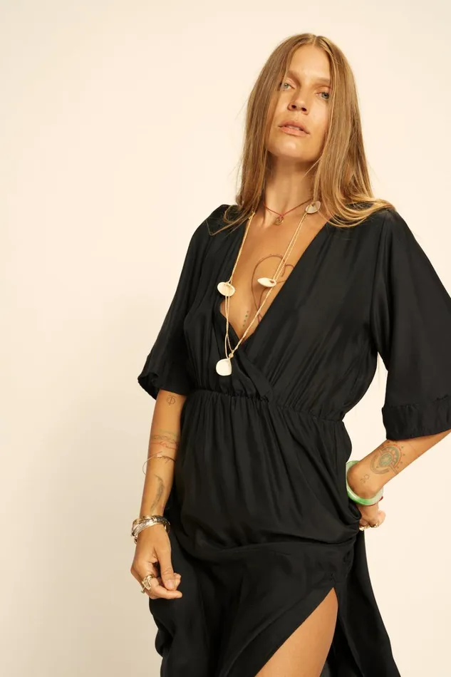 Women Natalie Martin Dresses Coco Maxi Black Silk