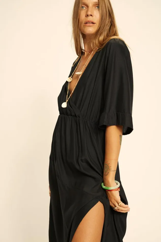Women Natalie Martin Dresses Coco Maxi Black Silk