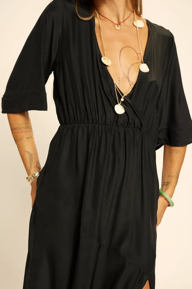 Women Natalie Martin Dresses Coco Maxi Black Silk