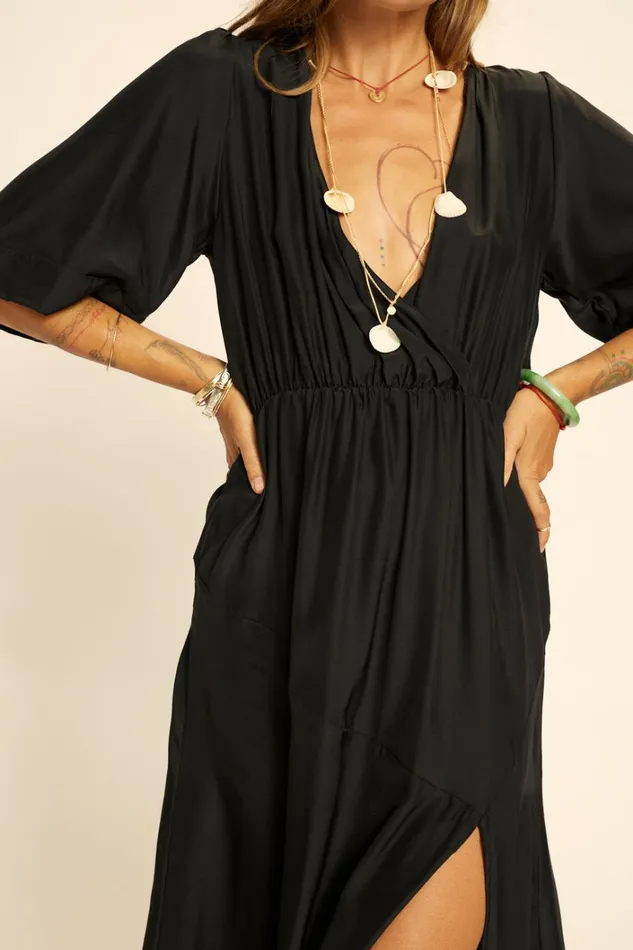 Women Natalie Martin Dresses Coco Maxi Black Silk