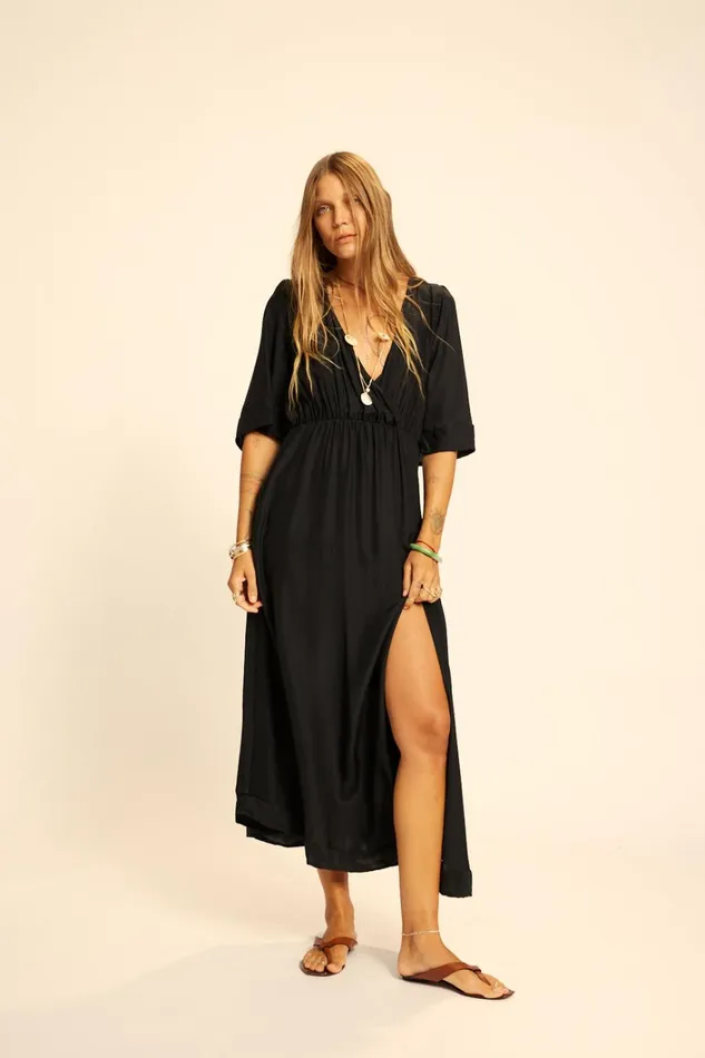 Women Natalie Martin Dresses Coco Maxi Black Silk