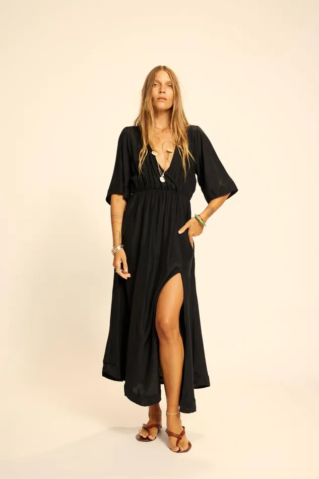 Women Natalie Martin Dresses Coco Maxi Black Silk
