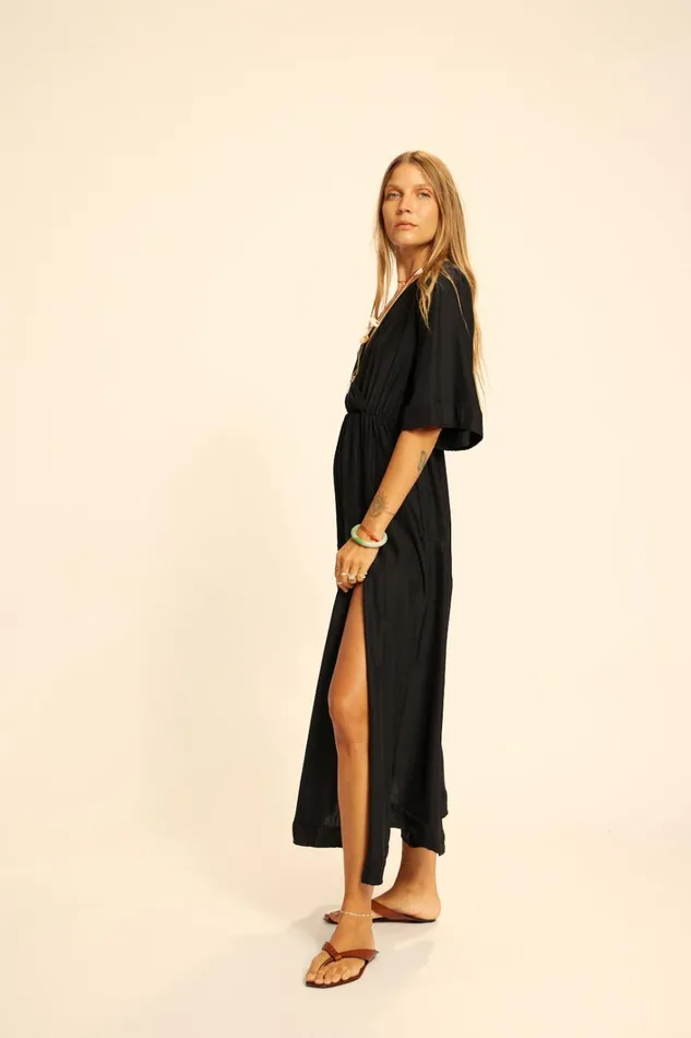Women Natalie Martin Dresses Coco Maxi Black Silk