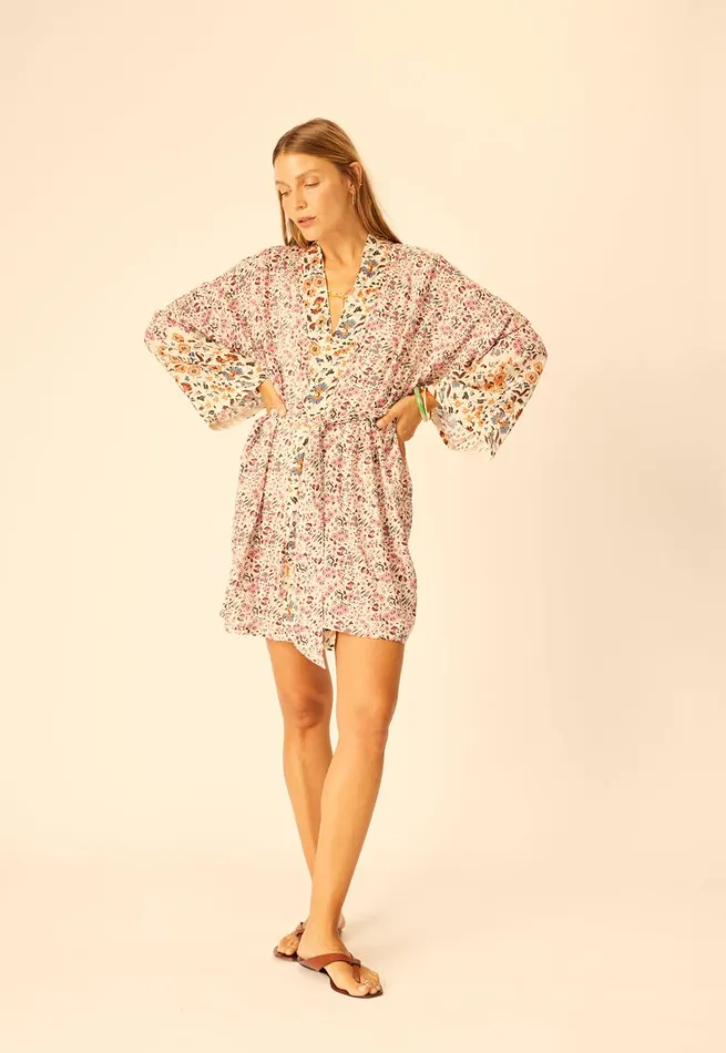 Women Natalie Martin Dresses Diane Short Robe Petite Fleur Rose