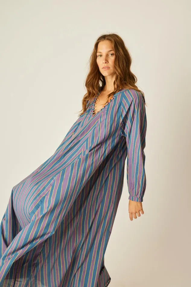 Women Natalie Martin Dresses Fiore Maxi Batik Stripe Lavender