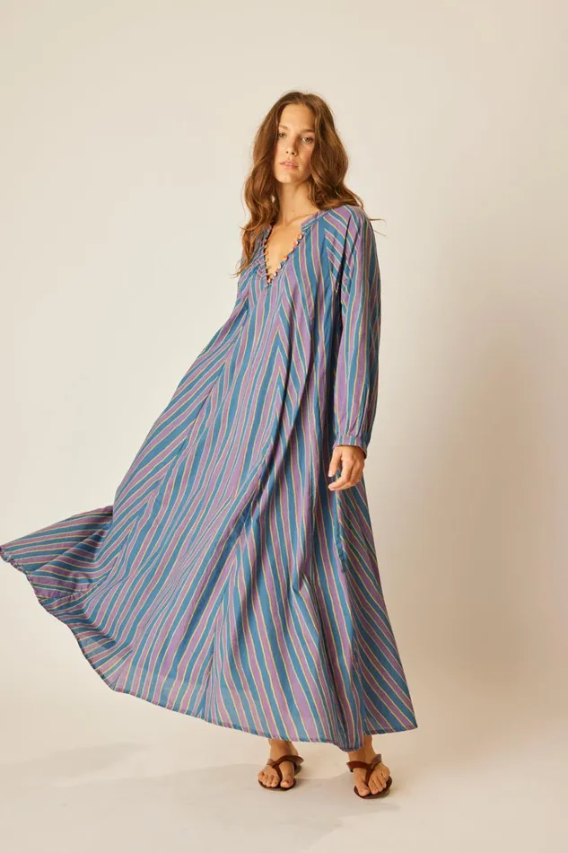 Women Natalie Martin Dresses Fiore Maxi Batik Stripe Lavender