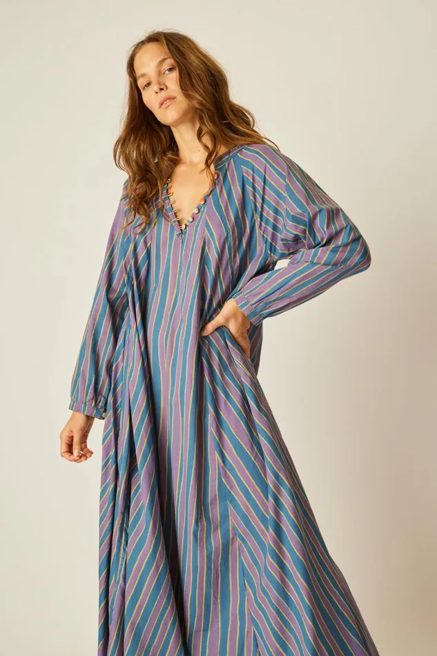 Women Natalie Martin Dresses Fiore Maxi Batik Stripe Lavender