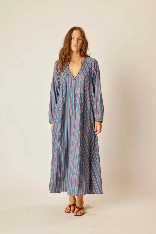 Women Natalie Martin Dresses Fiore Maxi Batik Stripe Lavender