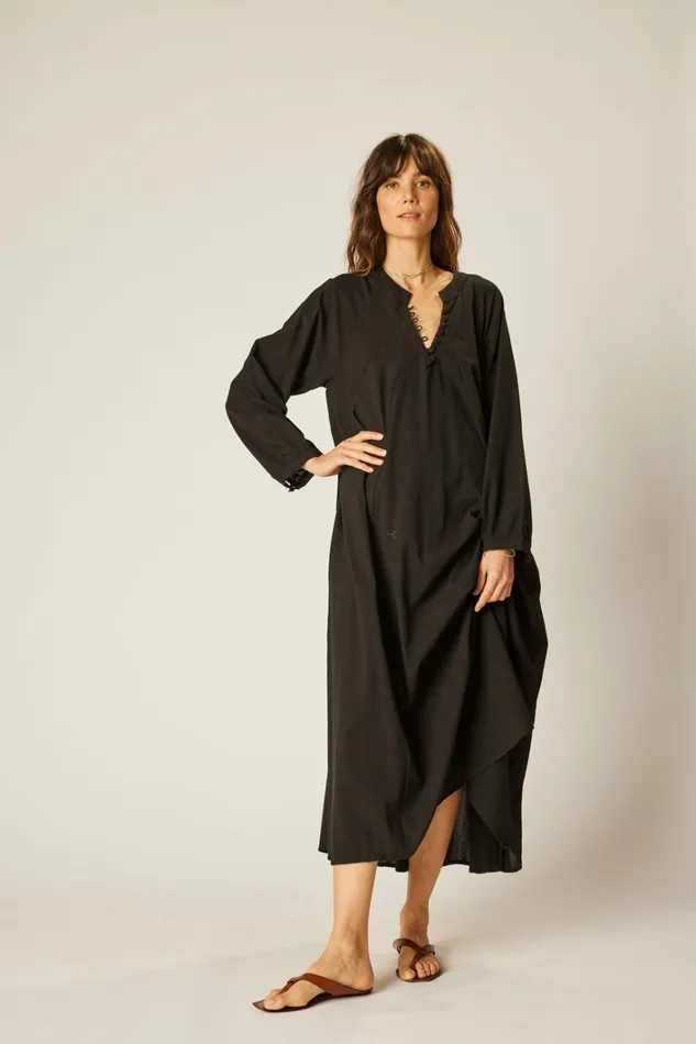 Women Natalie Martin Dresses Fiore Maxi Black Flat Cotton