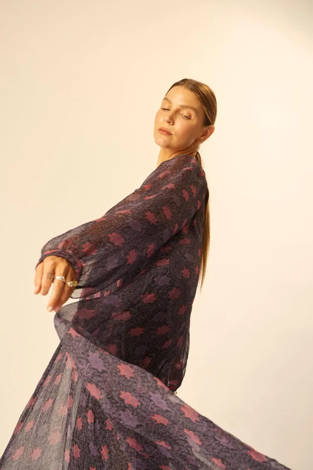 Women Natalie Martin Dresses Fiore Maxi Snowflake Aubergine