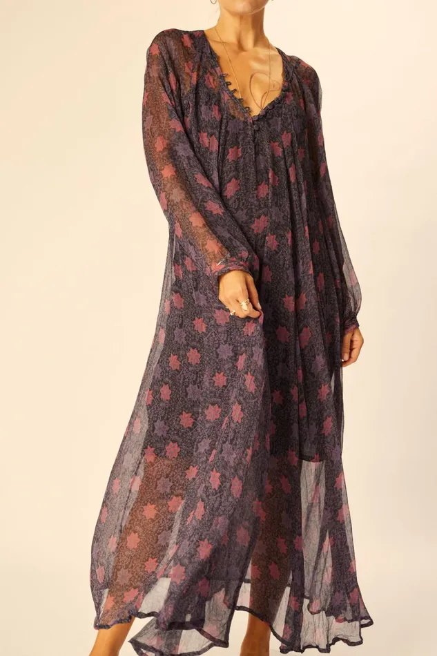 Women Natalie Martin Dresses Fiore Maxi Snowflake Aubergine