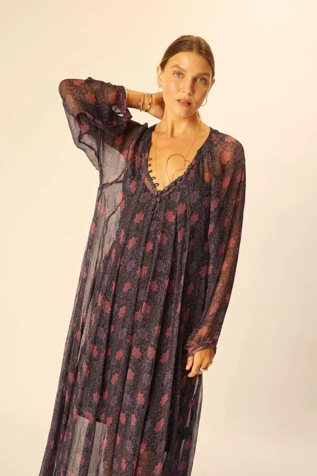 Women Natalie Martin Dresses Fiore Maxi Snowflake Aubergine