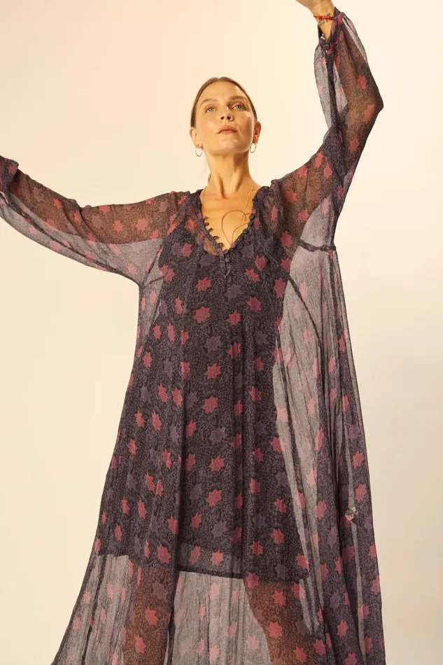Women Natalie Martin Dresses Fiore Maxi Snowflake Aubergine