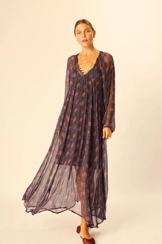 Women Natalie Martin Dresses Fiore Maxi Snowflake Aubergine
