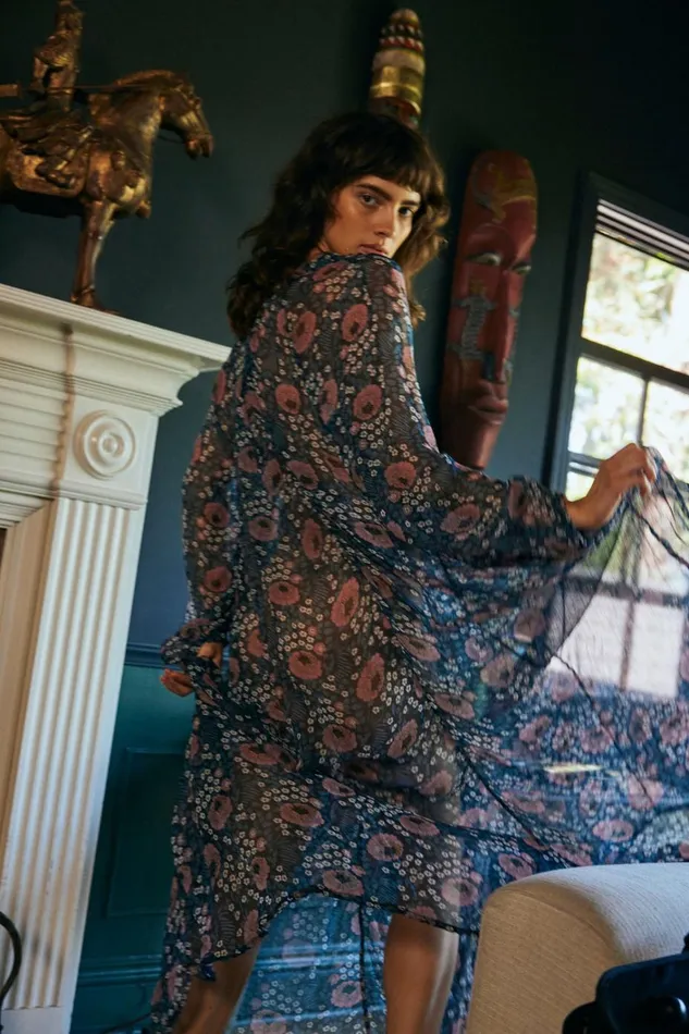 Women Natalie Martin Dresses Fiore Maxi Vintage Flowers Indigo