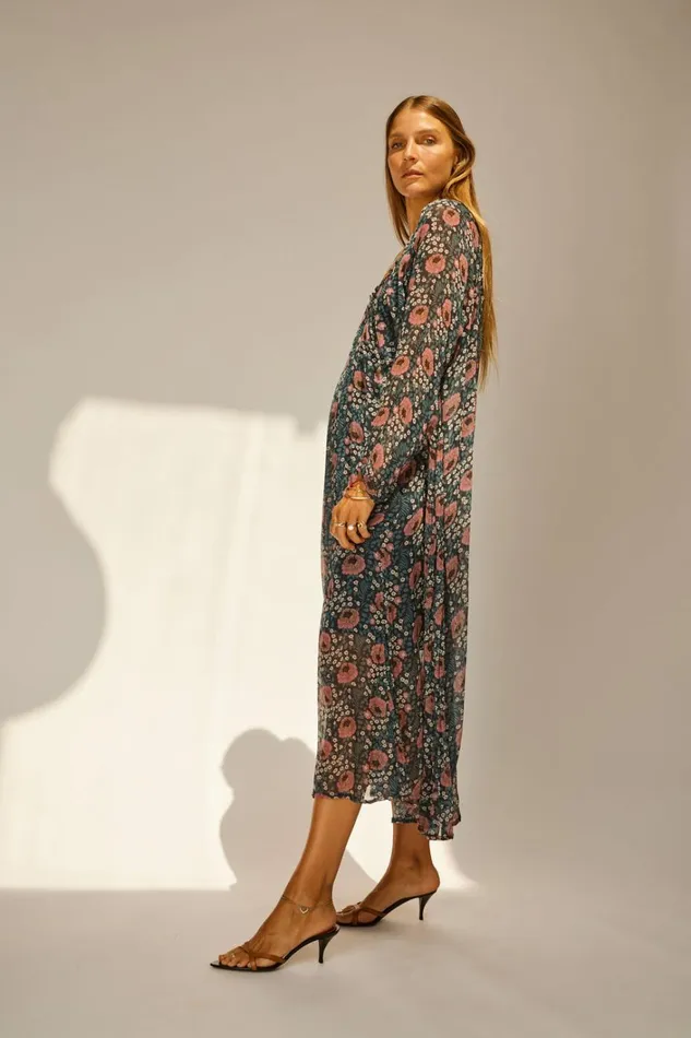 Women Natalie Martin Dresses Fiore Maxi Vintage Flowers Indigo